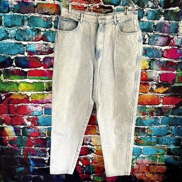 Vintage Stefano World Wide Acid Wash Denim Jeans Size 20 High Waist - Picture 1 of 7